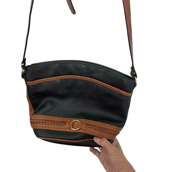 Leather Black Crossbody Shoulder Bag - Picture 1 of 6